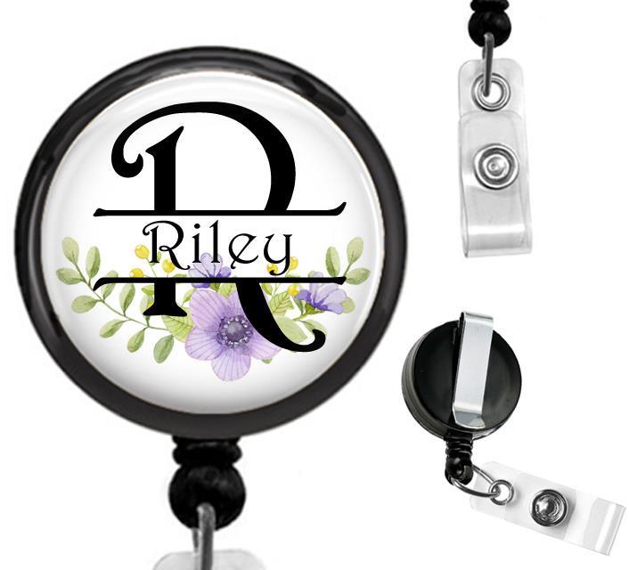 Personalized Custom Initial & Name Id Badge Reel Retractable Work Id Holder