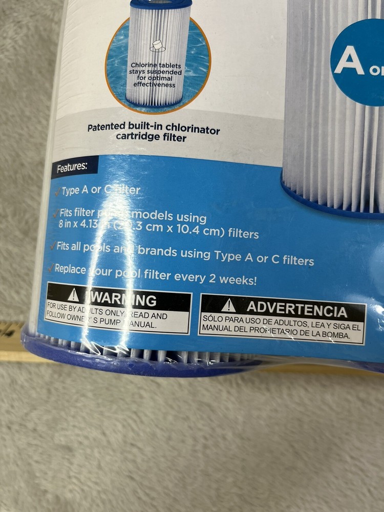 Summer Waves A or C Filter Cartridge Universal 2 pack Pool Filter