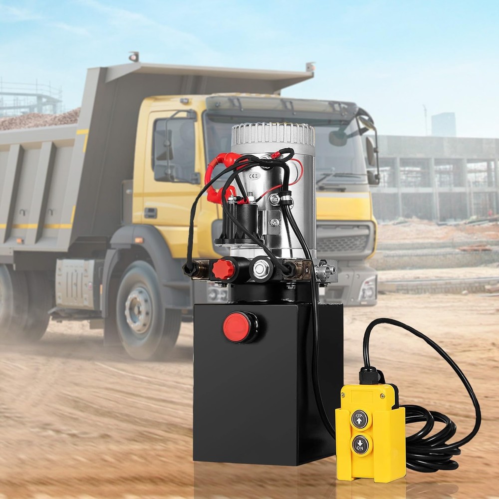 8 Quart Double Acting Hydraulic Pump Dump Trailer 12V DC Unit Pack Power Unit
