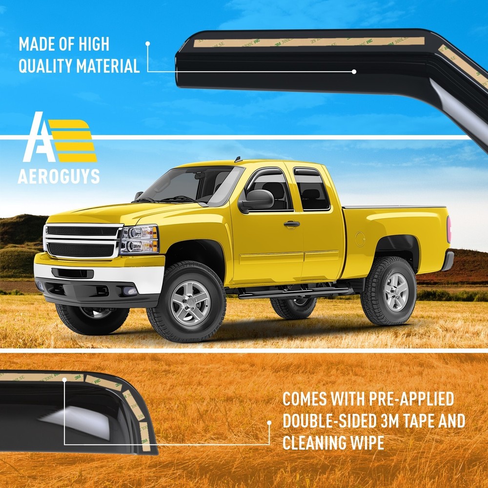 Rain Guards Vent Visors Shade for 2007-2013 Chevy Silverado Extended Cab