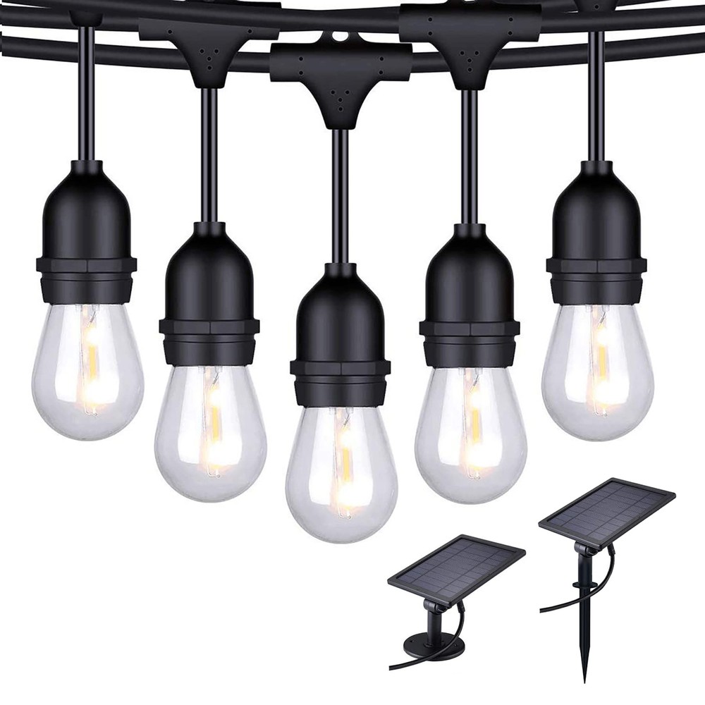 Solar String Lights - 48 Ft LED Outdoor String Lights - Shatterproof, Waterproof