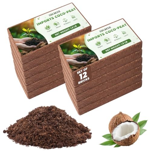 Coco Coir Bricks - Compressed Coconut Fiber Substrate for Plants, 12 PCS