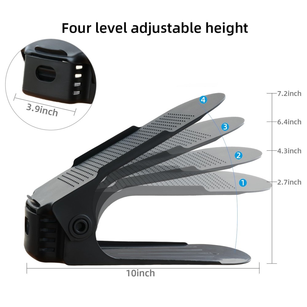 Shoe Slots Organizer 24PCS Adjustable Double Layer Stack Shoe Rack 50% Space-...