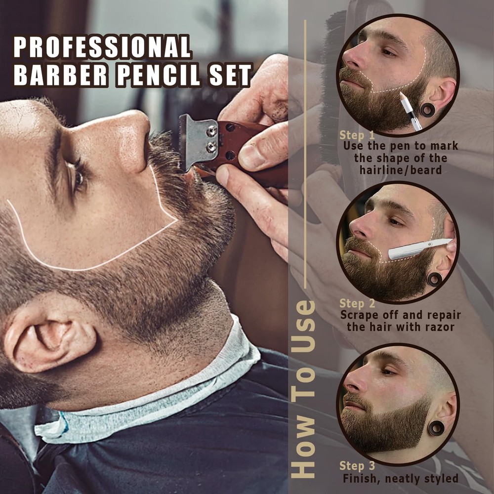 Noerrors 12Pcs White Barber Pencil Set Magic 1 Count (Pack of 12), B