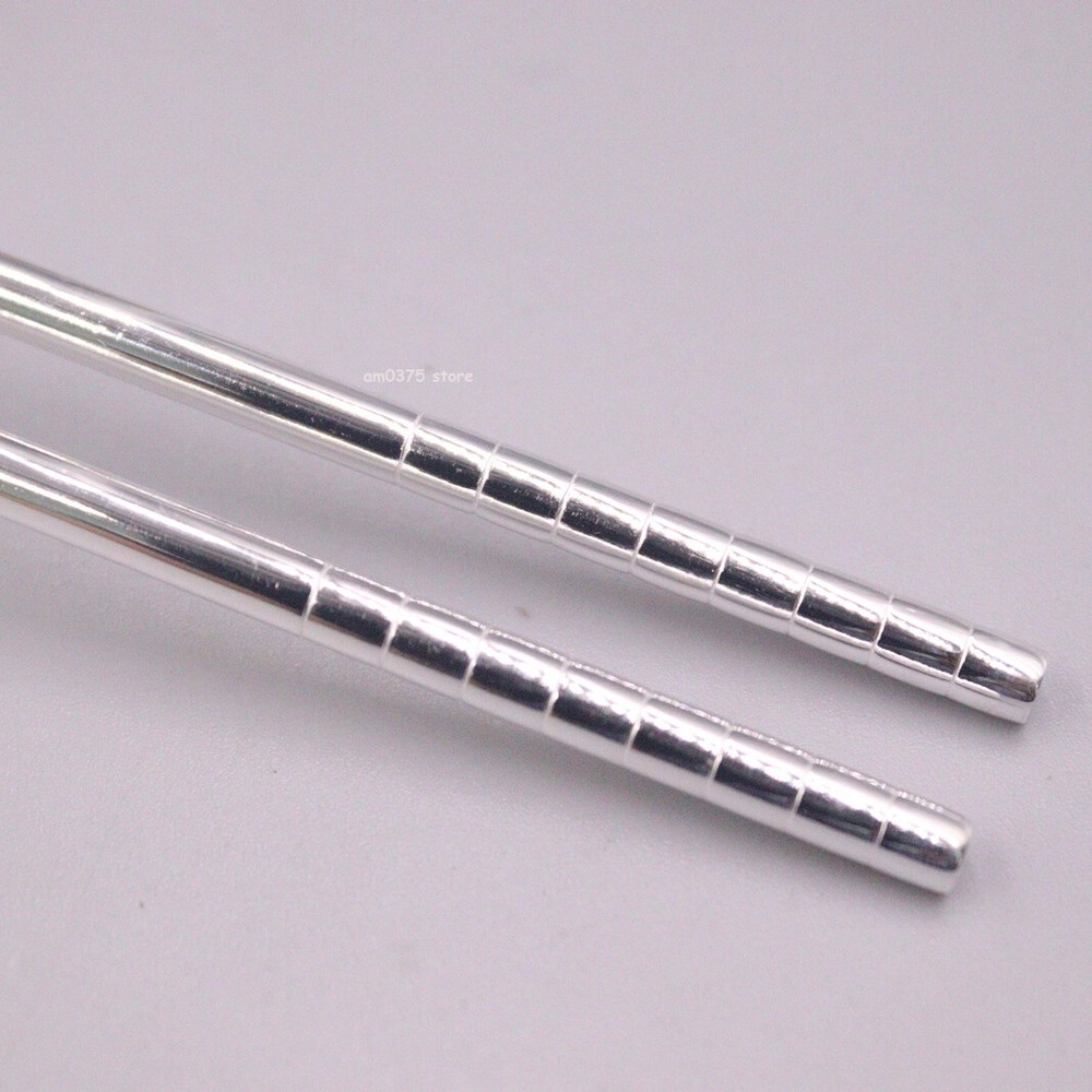 Solid 999 Pure Silver Chopsticks Household Dragon Square Dinnerware 7.87inchL