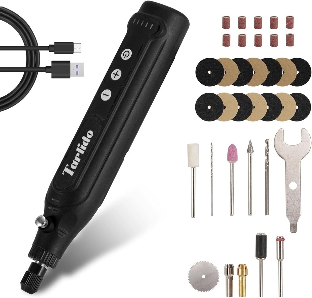 Low Vibration Cordless Rotary Tool - Complete 31 Piece Kit for Precision Crafts