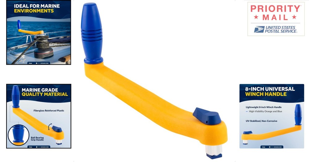High Visibility 8" Sailboat Winch Handle - Lightweight & Reliable Performance