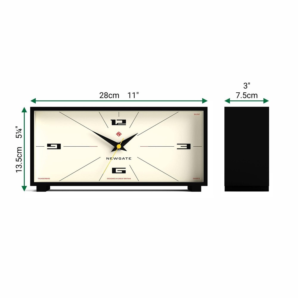 NEWGATE® Thunderbird Desk Clock | Retro Contemporary Rectangular Design | B