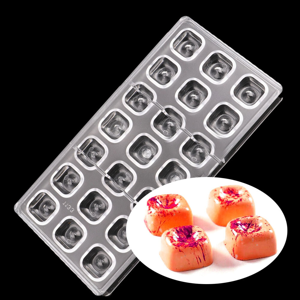 New Arrival concave Square Chocolate Mold Polycarbonate Chocolate DIY Mould Cube