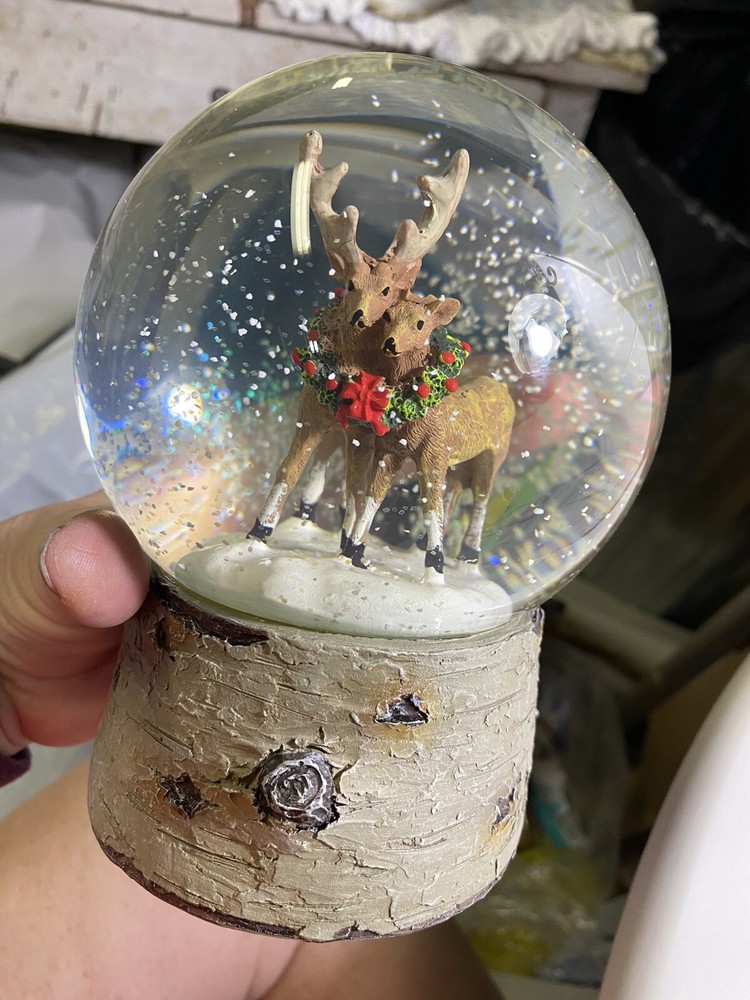 Martha Stewart 7” Stag&doe Snowglobe Musical Pristine E75