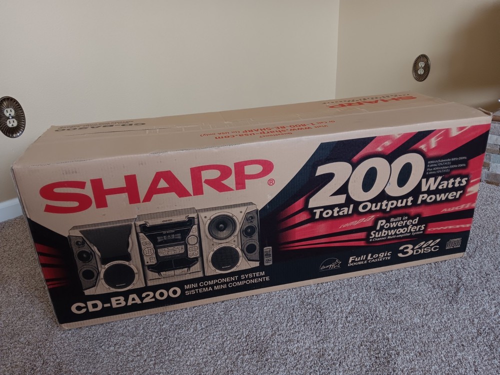🎉VTG NEW!! 2000's SHARP CD-BA200 Stereo MINI Comp System CD Radio Cassette Y2K