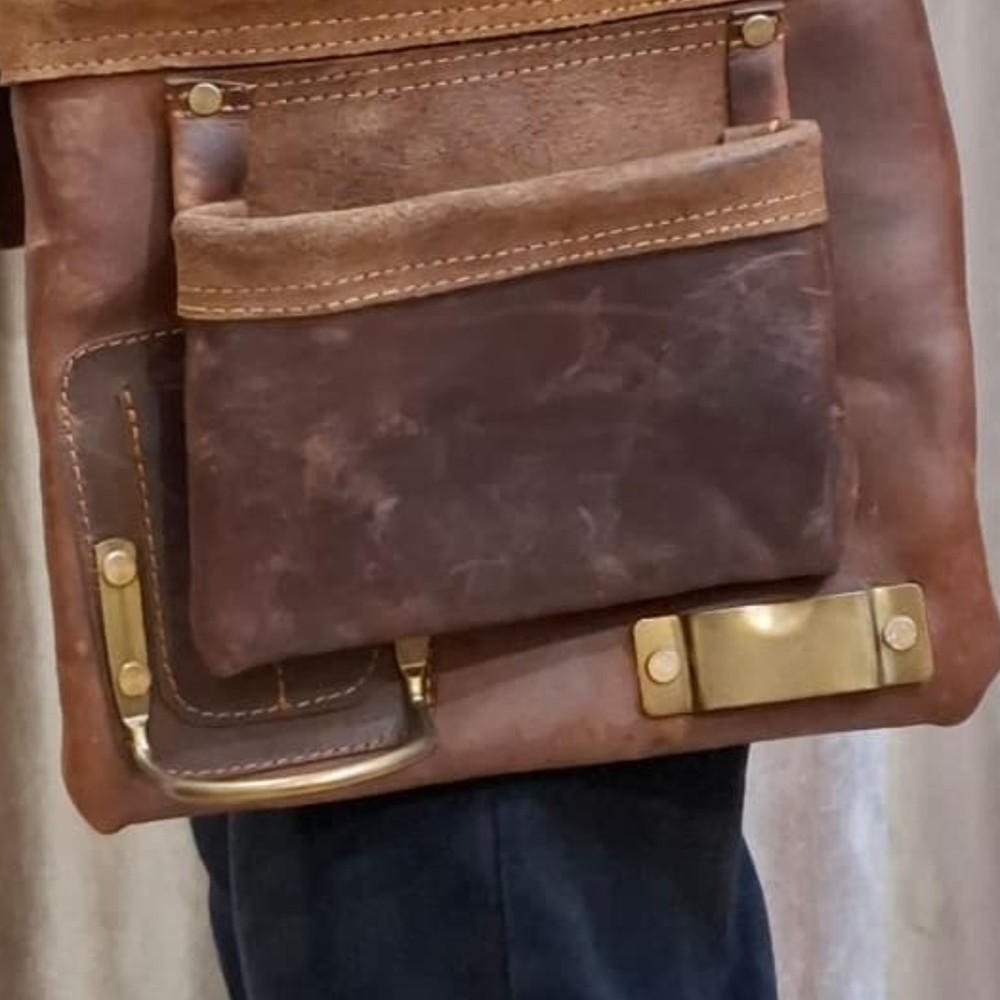 Vintage Leather Tool Belt - Multi Pocket Work Pouch for Professionals