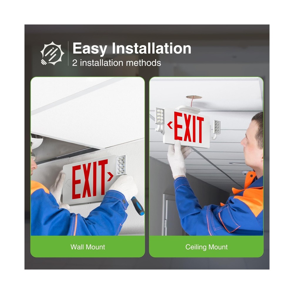 FREELICHT 6 Pack LED Double-Sided Exit Sign with Emergency Lights, Adjustable...