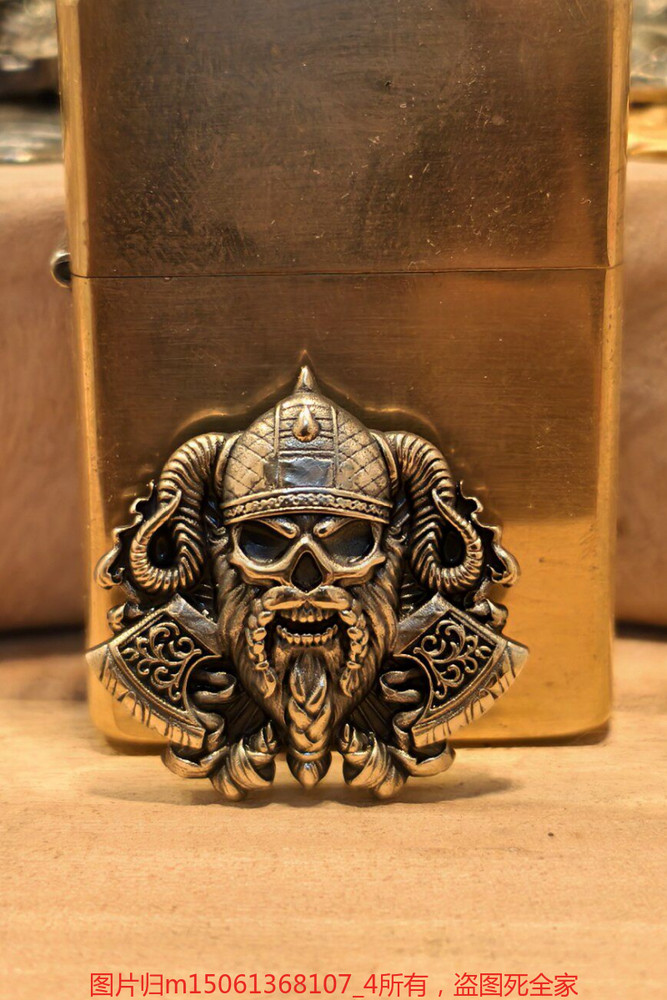 Skull Brass Emblem DIY for Kerosene Lighter Not Include Lighter