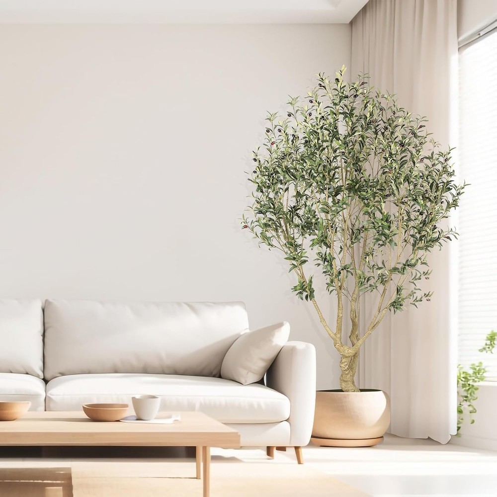 Faux Olive Tree 7ft - Large Artificial Olive Tree Indoor with Realistic Leave...