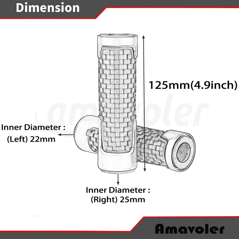 Amavoler Universal Motorcycle Handlebar Grips Fits for Medium, Black