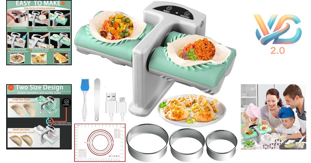 Electric Dumpling Maker Two Sizes 2-Disc Automatic Kitchen Dough Tool