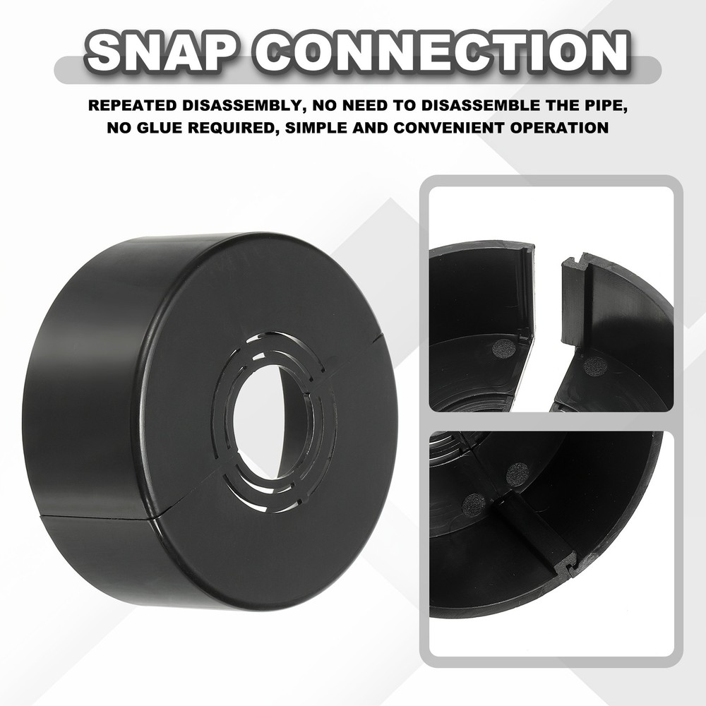 4pcs Wall Split Flange 1.18" Plastic Round Split Flange Pipe Cover, Black