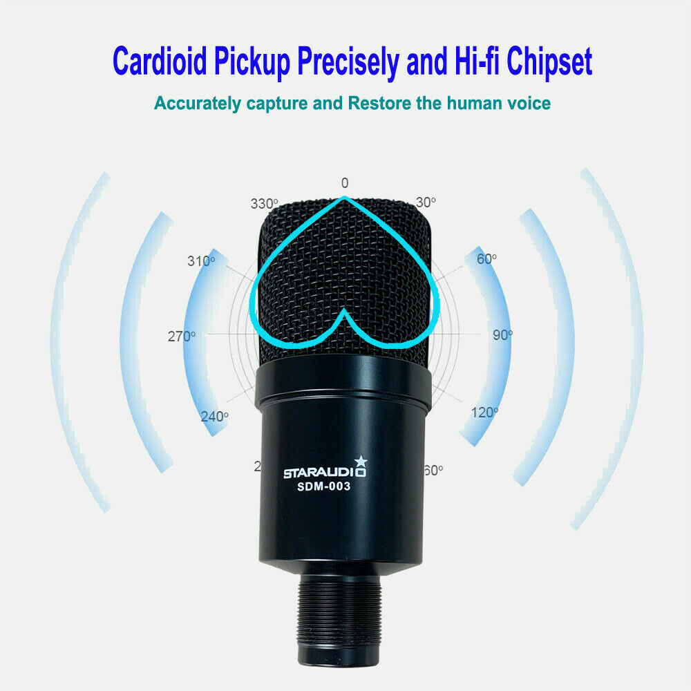 USB Recording Microphone Kit Complete Set Condenser For Computer Phone Laptop