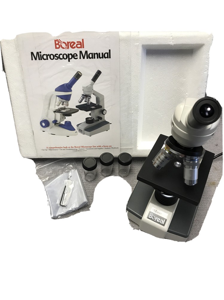 Boreal Compound Light Microscope SFC 111 Series 3 Objectives 4x 10x 100x Student