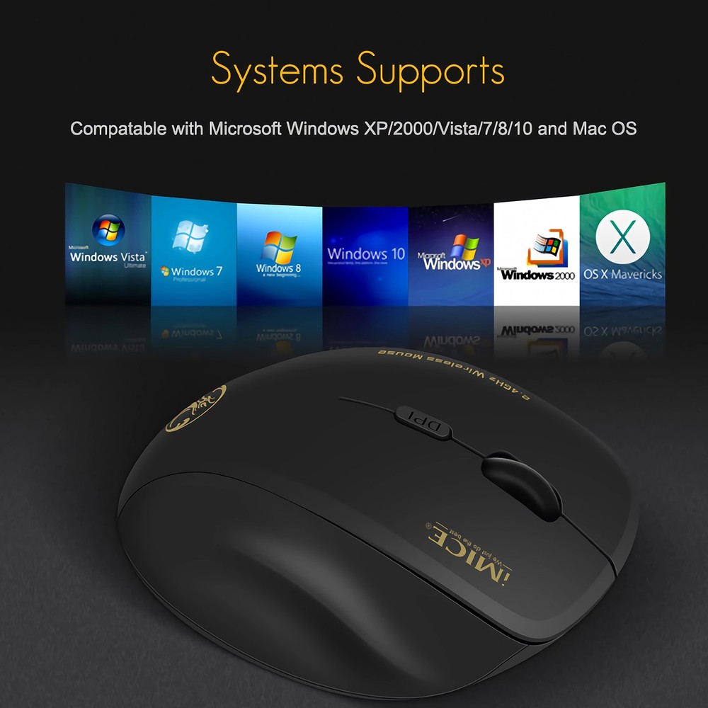 2.4GHz Wireless Optical Mouse Computer Mice 6 Buttons & USB Receiver for Laptop