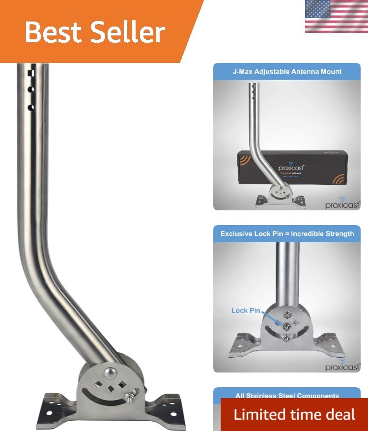Universal Outdoor Antenna Mount with Solid Stainless Steel Construction & J-Pipe