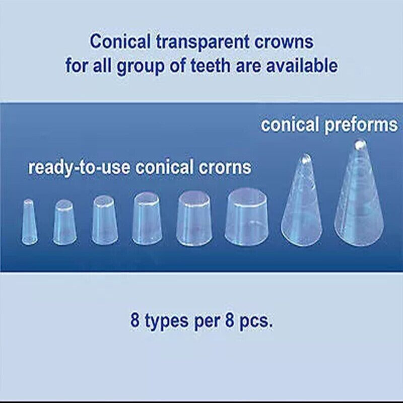 64 Pcs Dental Restoration Conical Transparent Crowns Preforms Matrices Matrix