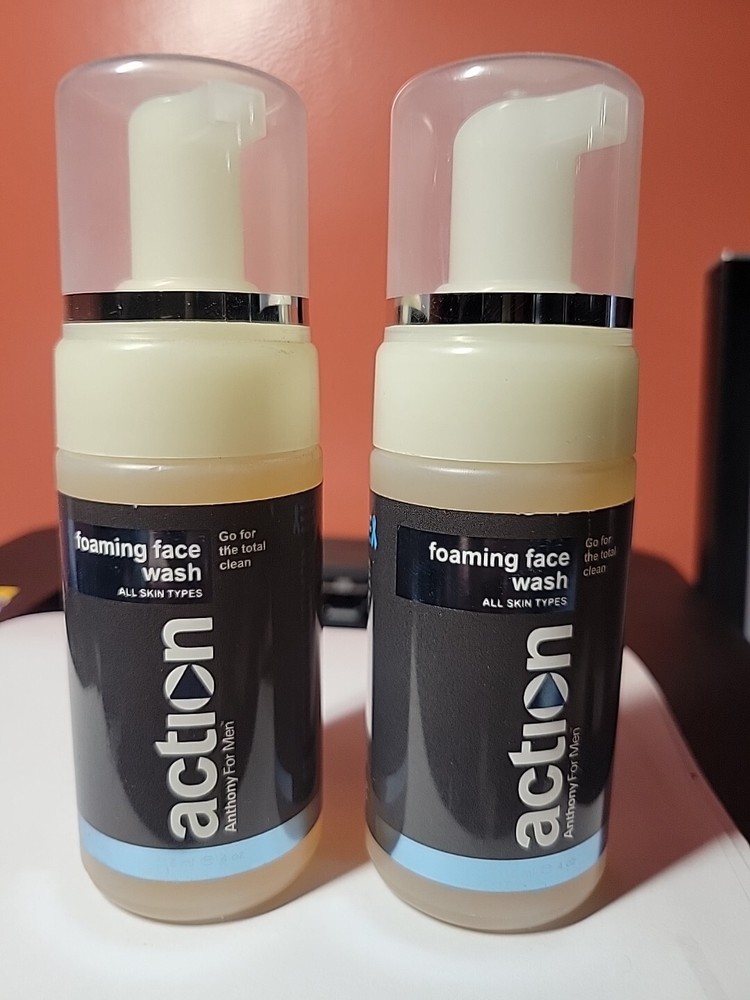 2-PACK Action FOAMING FACE WASH For Men By Anthony, 4 OZ EACH