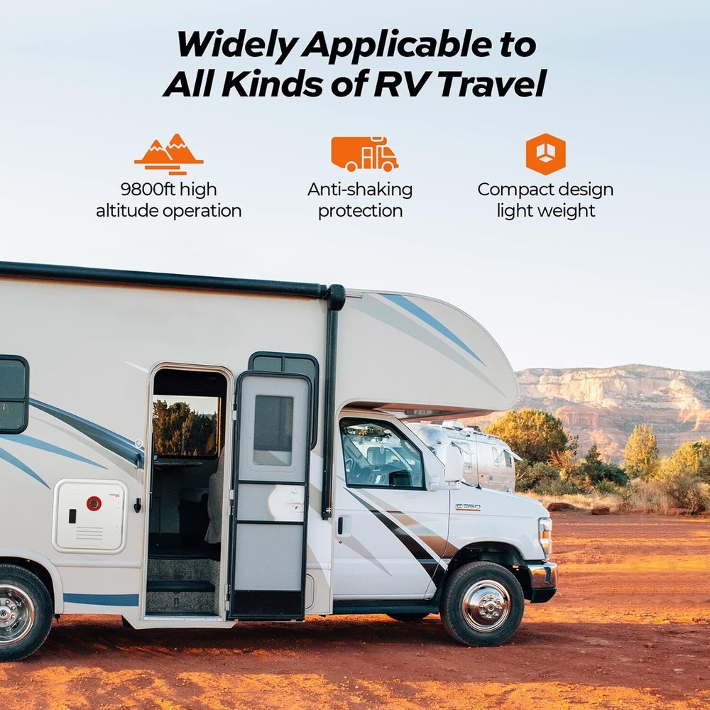 FOGATTI Black RV Tankless Water Heater w/ Mixing Tank InstaShower 8 PRO Propane