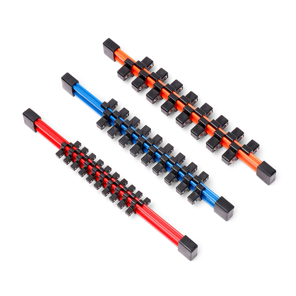 3pc Socket Organizer | 1/4 3/8 1/2" Mountable Sliding Holder Rail Tool Storage