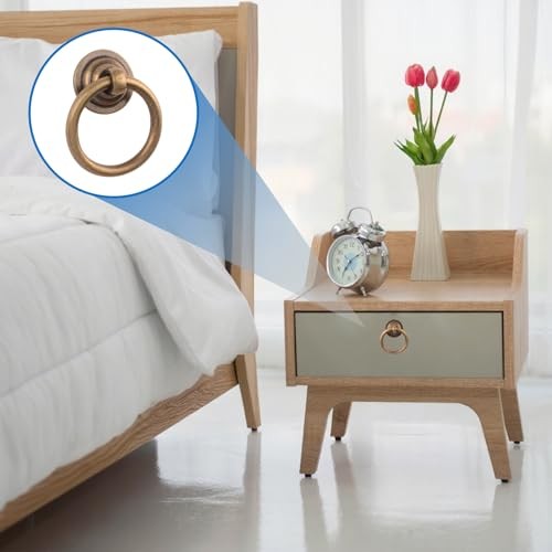 2PCS Solid Antique Brass Cabinet Pulls Ring Drawer Pulls, Antique Style