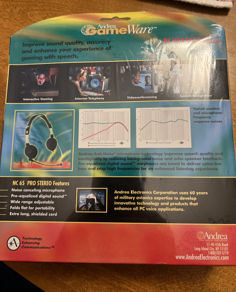 Sealed Vintage PC - Andrea GameWare - PC Stereo Headset