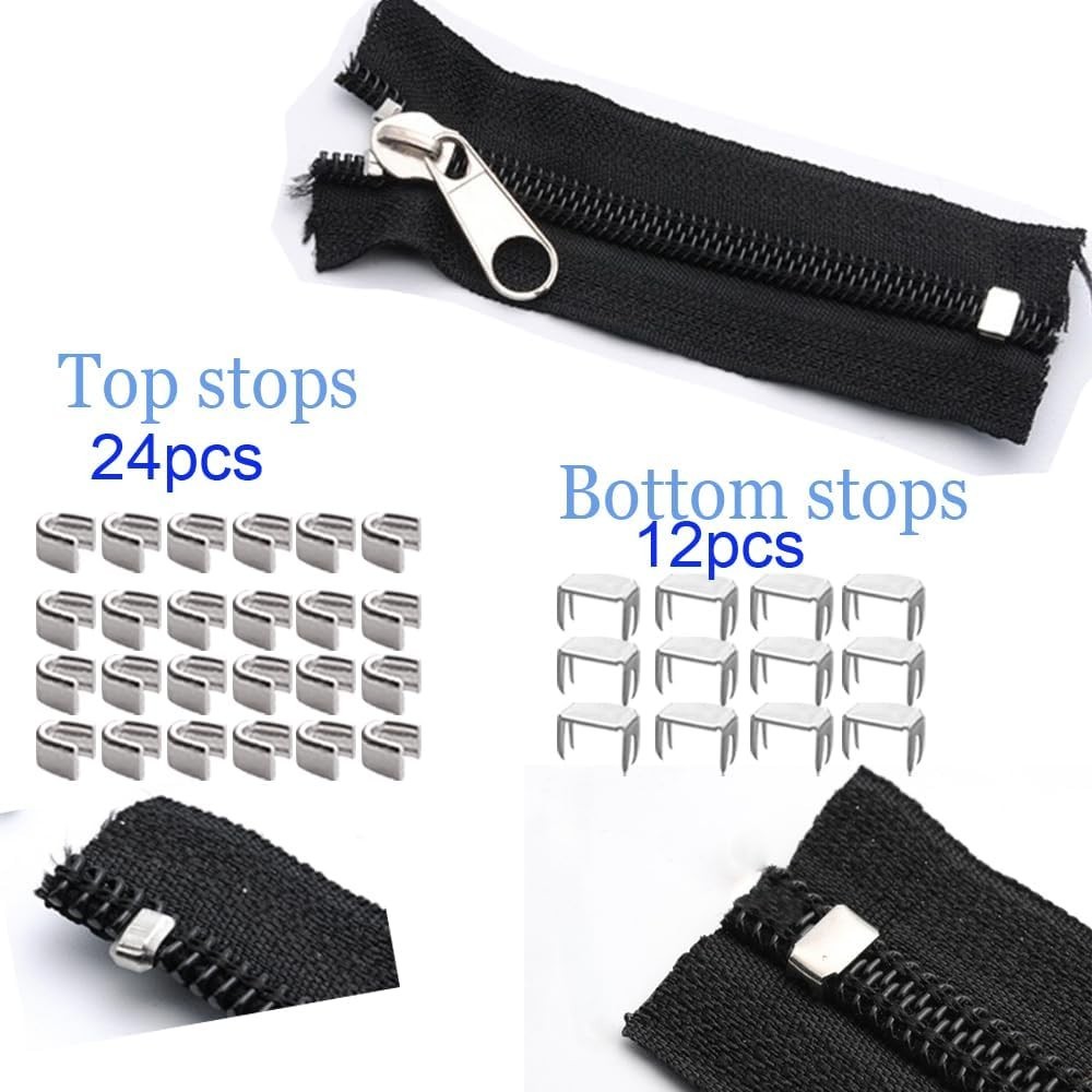 12 Pcs Zipper Pull Replacement 5 Zippers Repair Kit Lockable Sliders, Bottom ...