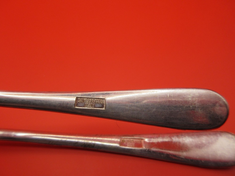 9" Vtg Flatware Silverplate Set Serving Spoon & Fork Classic Made in Italy