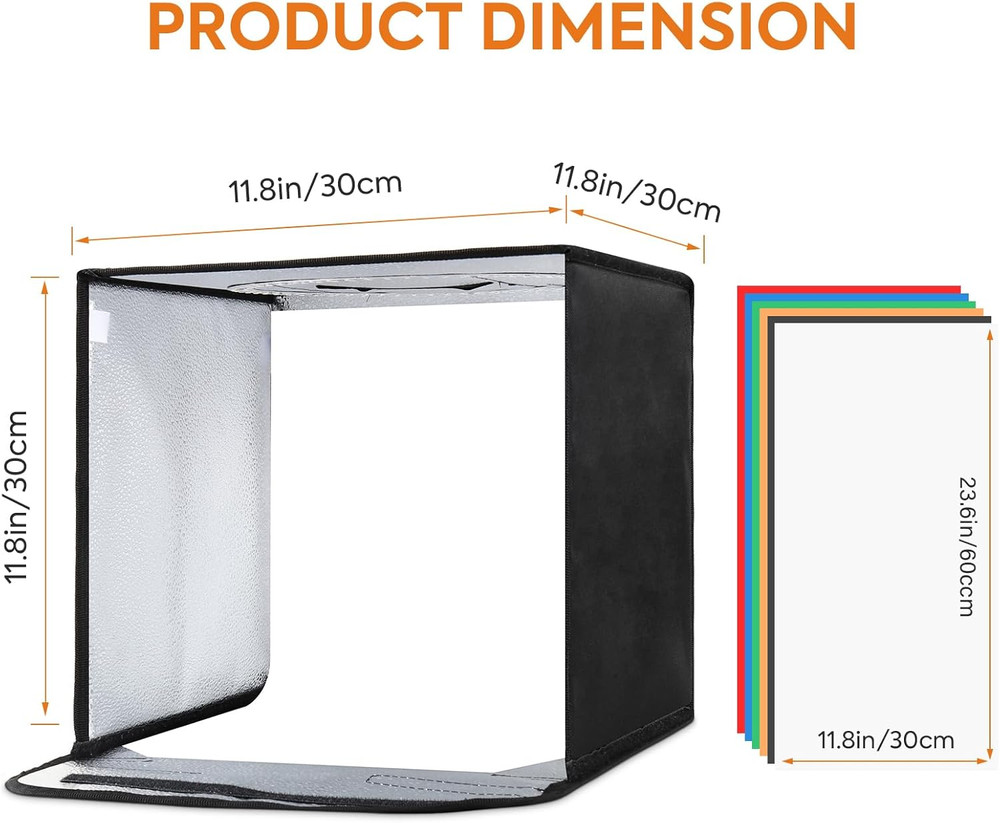 12-Inch Photo Light Box Studio Kit 6 Backdrops