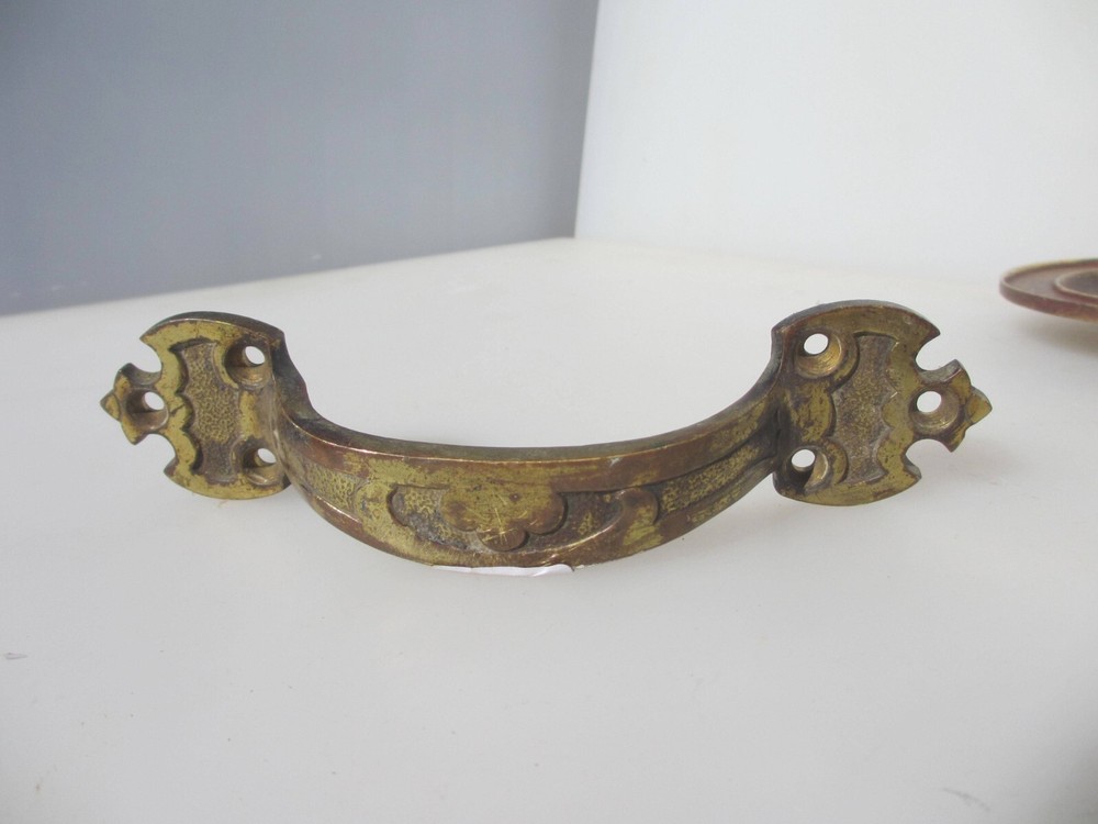 Victorian Brass Door Handle Antique Gothic Pull Old Sash Window Lift 7"W