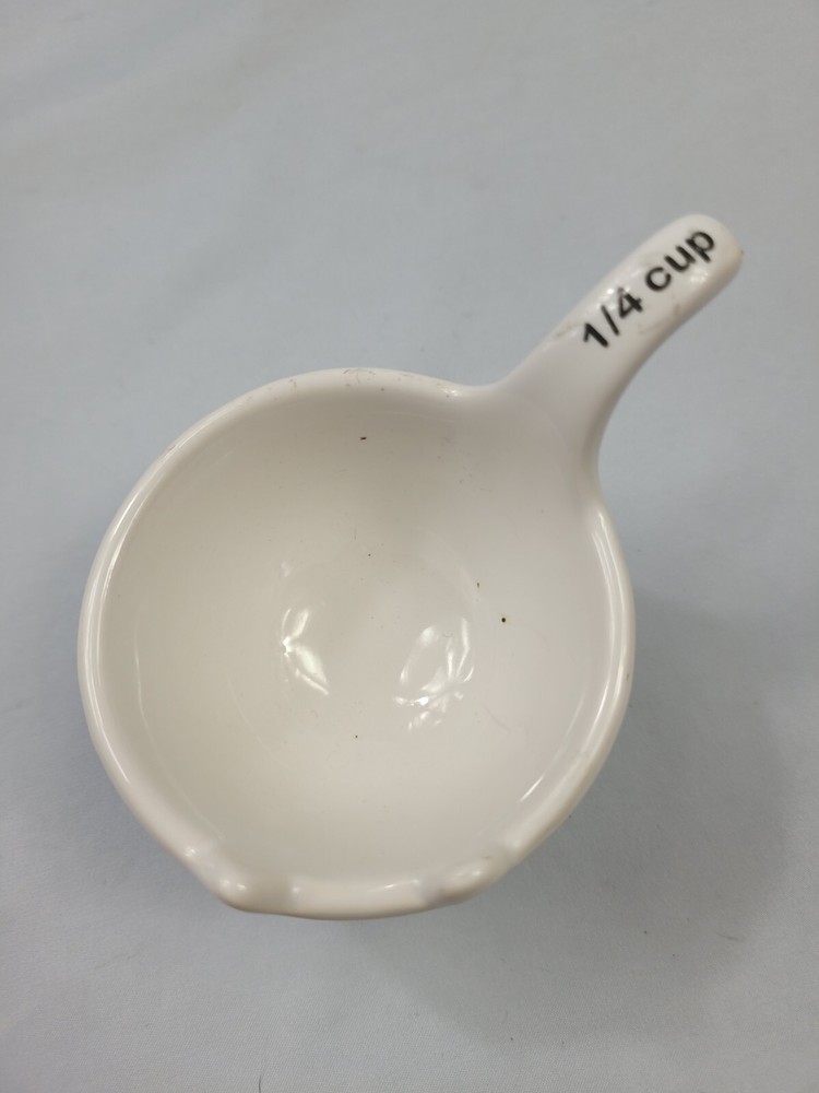 White Kitty Cat Nesting Stackable Measuring Cups 1 Cup, 1/2, 1/3, 1/4 EUC. 32
