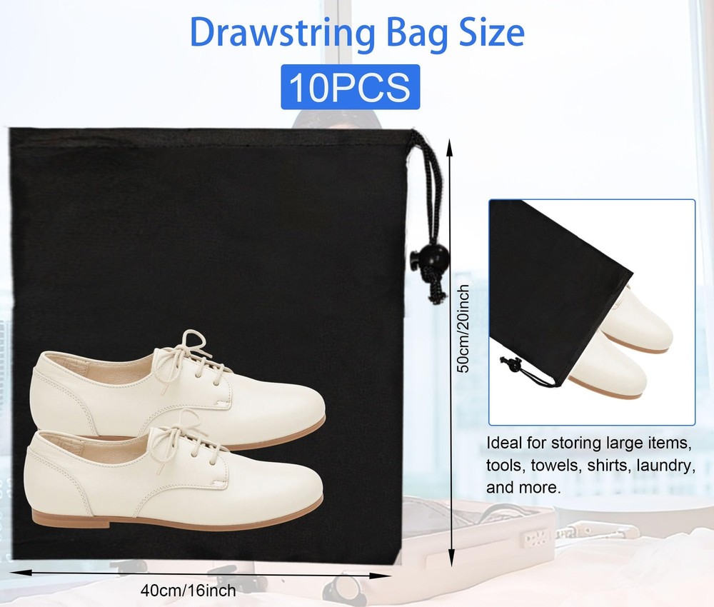 10-Pack Drawstring Bags with Toggle Closure - Lightweight & Durable Nylon Gym...