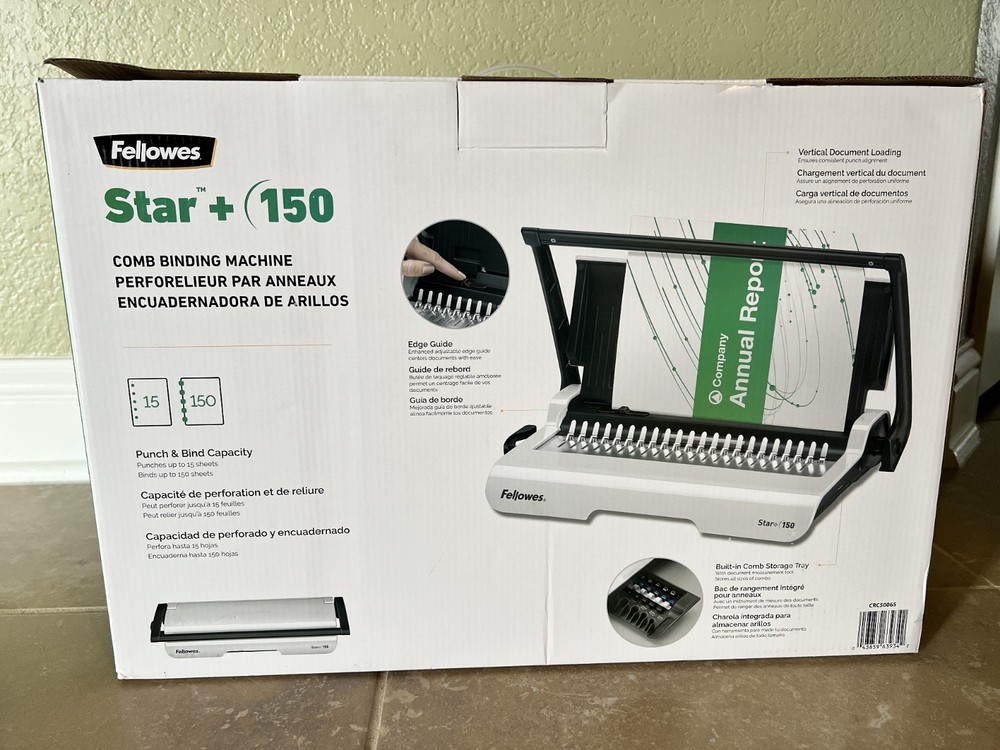 Fellowes Star+ 150 Comb Binding Machine Binding Combs 70 1/4" & 92 3/8" + 6 Wire