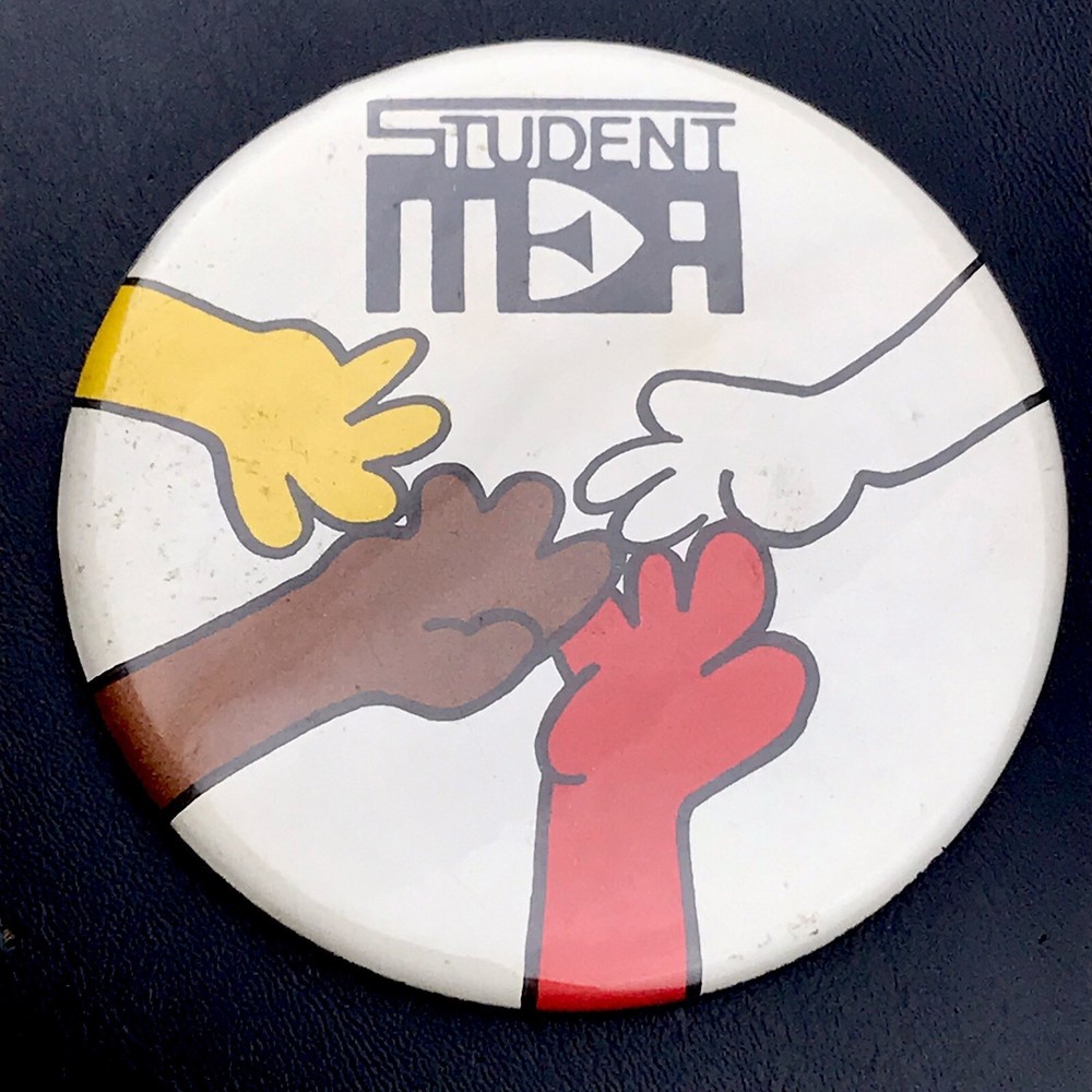 MEA Student Pin Button Multi-Color Interlocking Hands Diversity Inclusivity