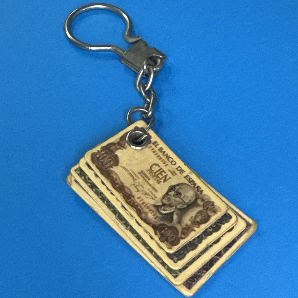 PESETAS BANKNOTES KEYCHAIN VINTAGE 70s/80s