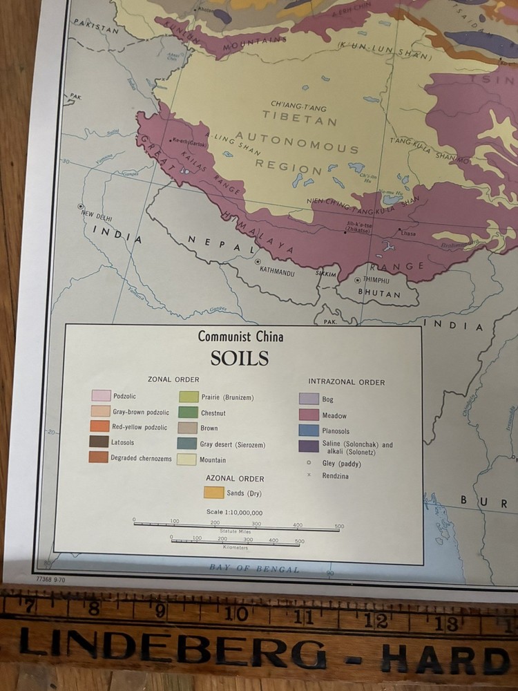 Vintage Communist China Soils Map Original