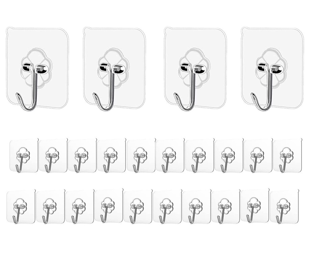 24Pck Wall Hooks Adhesive Hooks 24Lb Max Heavy Duty Adhesive Hooks Command Hooks