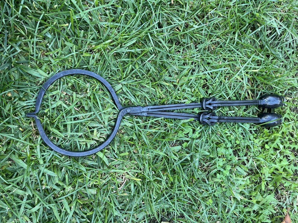 Vintage Wrought Iron 4 Pcs Fireplace Tools With Stand