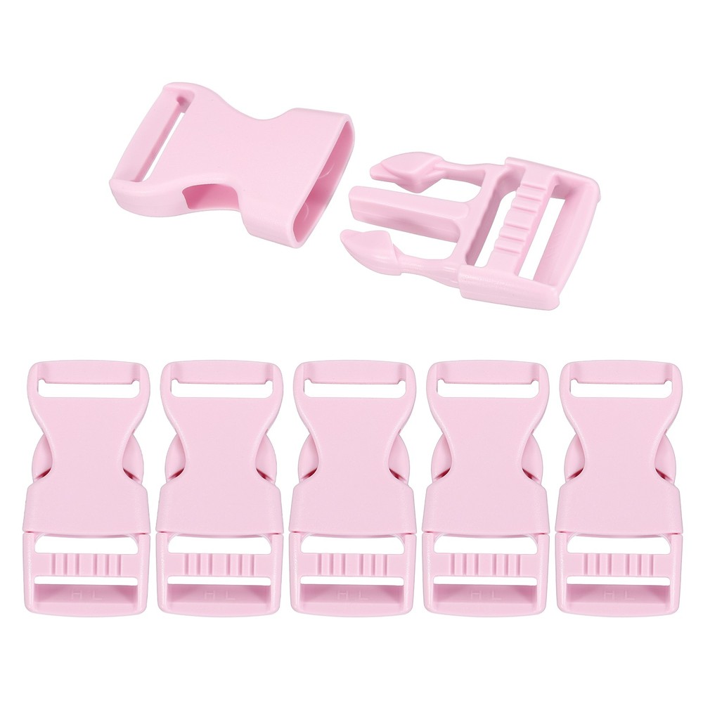 6 Pack Quick Side Release Buckle, 1" Plastic Buckle Clip, Light Pink