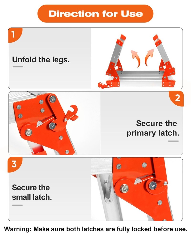 Foldable RV Step Stool with Rubber Feet Heavy Duty Aluminum Work Platform for...