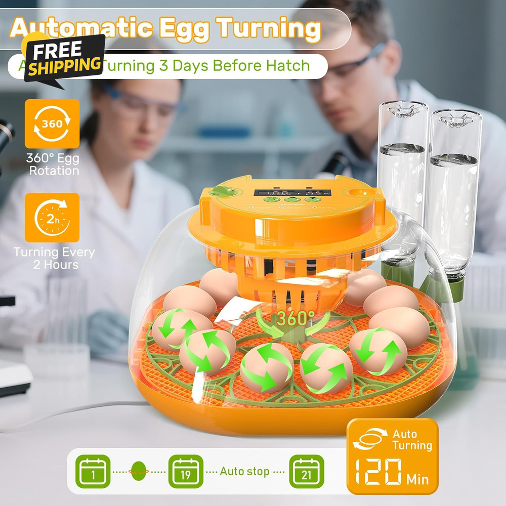Incubators for Hatching Eggs, 12 Egg Incubator with Automatic Egg Turning