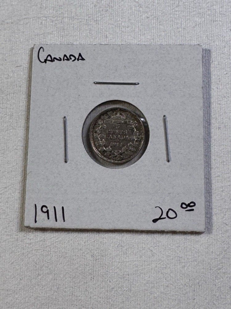 1911 Canada 5 Cents Silver Coin