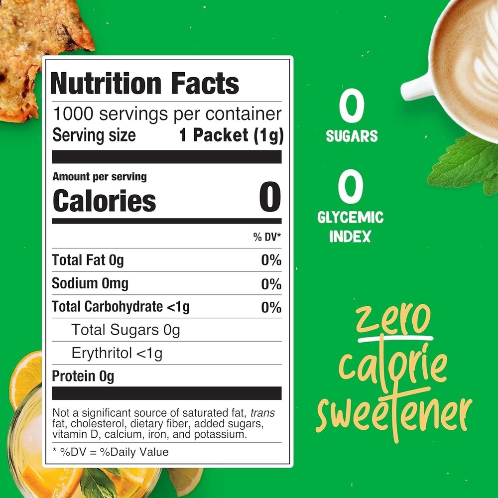 Organic Stevia Packets | Zero Calorie Sweetener for Coffee, and Baking | Gran...