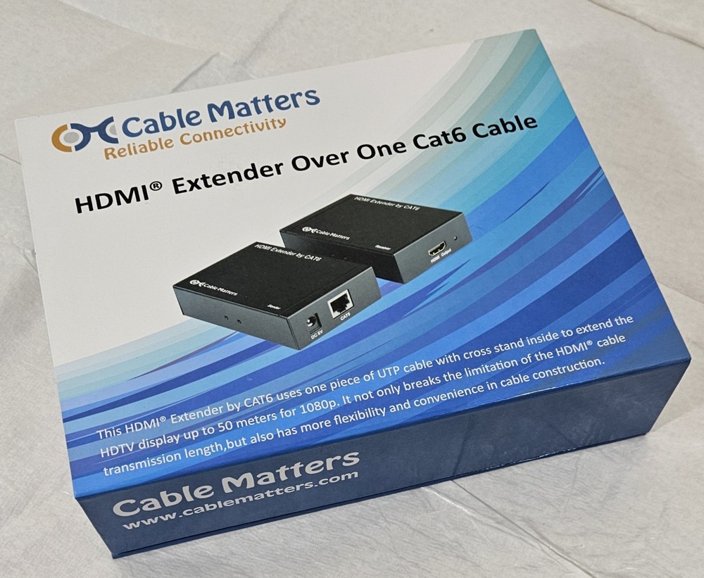 Cable Matters HDMI Extender over 1 CAT6 Cable - Transmitter & Receiver Open Box